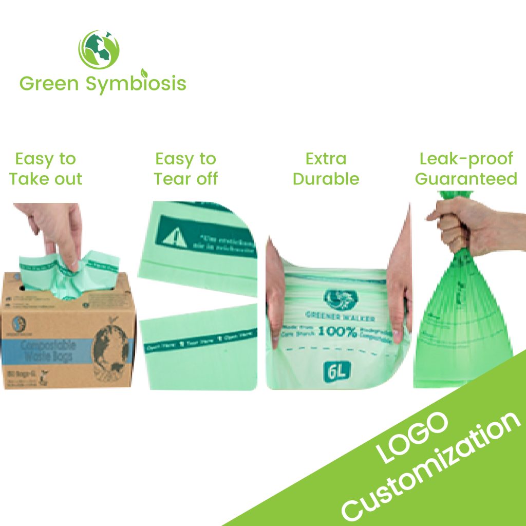 Wholesale Customzied LOGO/ Printed Pattern Plant Starch trash bag